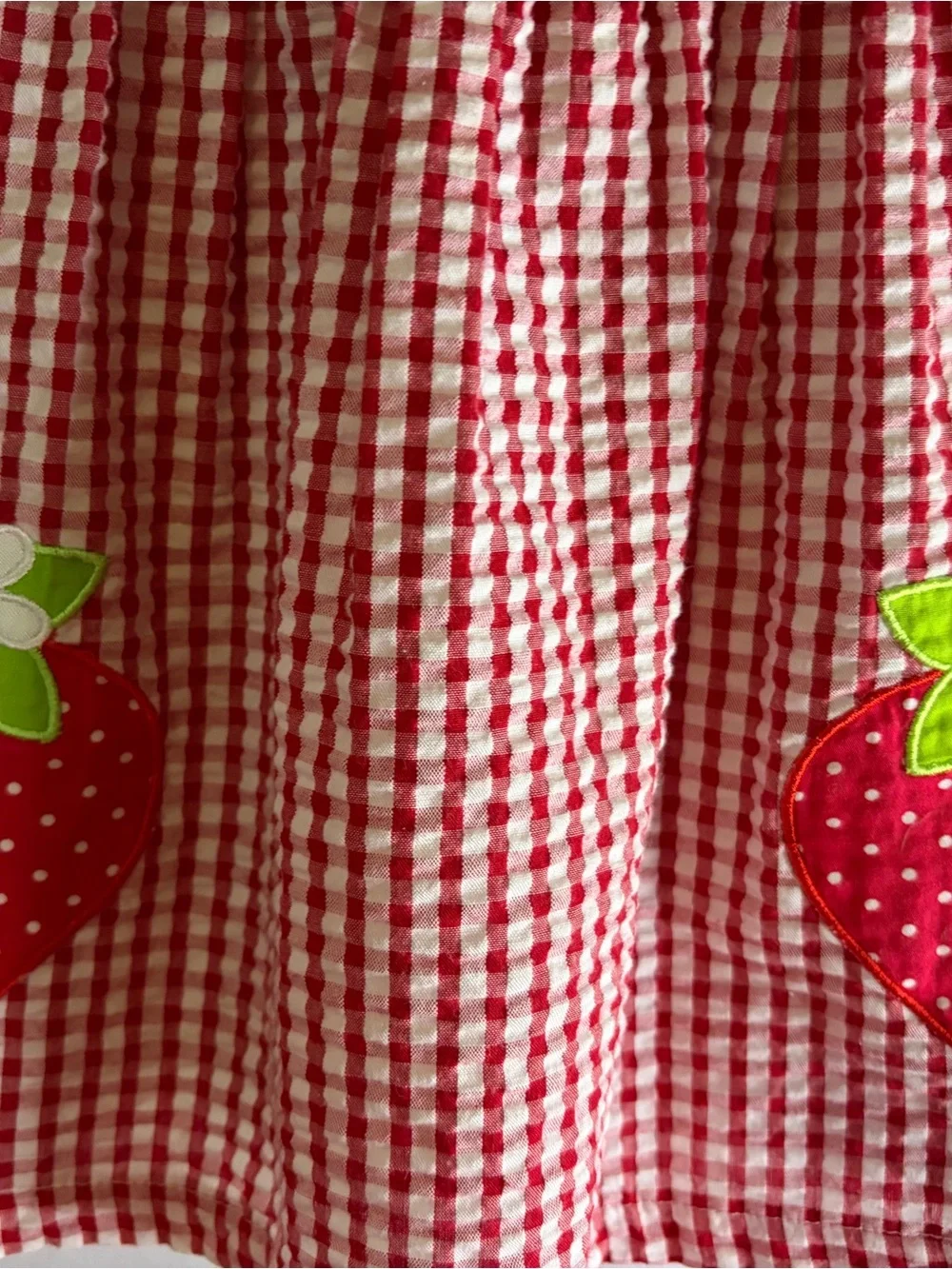 Rare Editions Girls 2T Red Gingham Strawberry Dress Hair Bow EUC